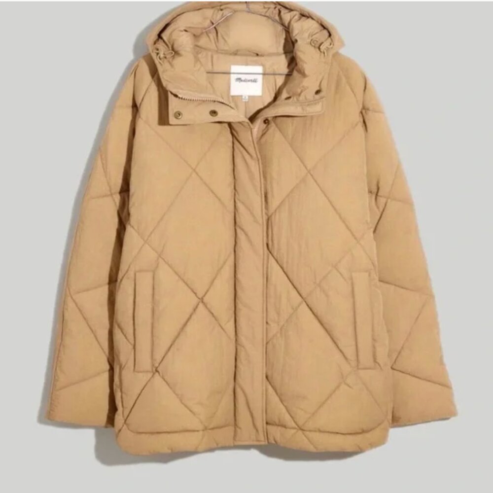 Madewell Holland Tan Quilted Puffer Coat Size Medium